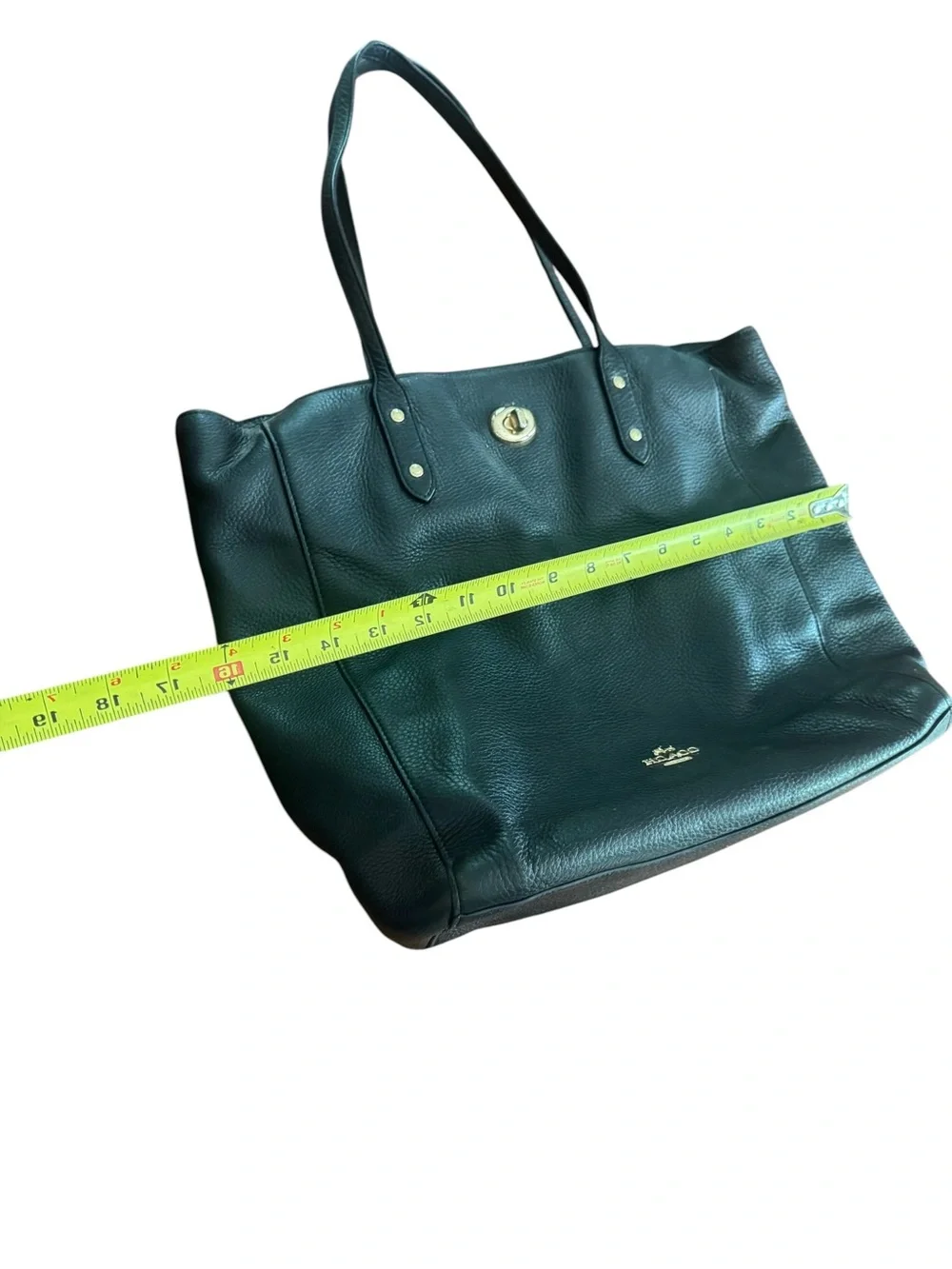 Coach Black Pebbled Leather Tote with Gold Turnlock